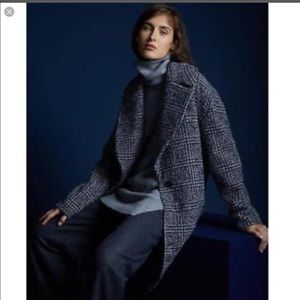 Navy Multi Plaid Coat Jacket 